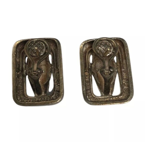 Vin Sterling Silver Alligator Earrings Marks B. Kieselstien Cord 1991 Moon Star - Picture 2 of 6